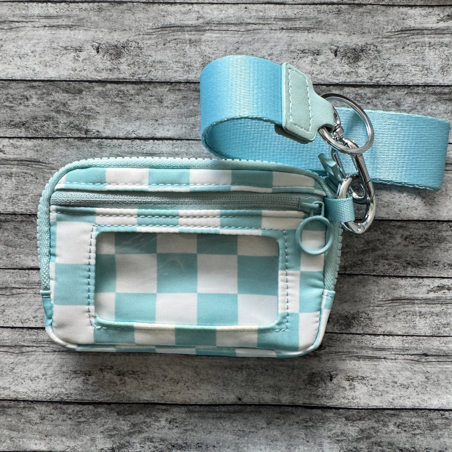 Blue Check Wristlet Wallet