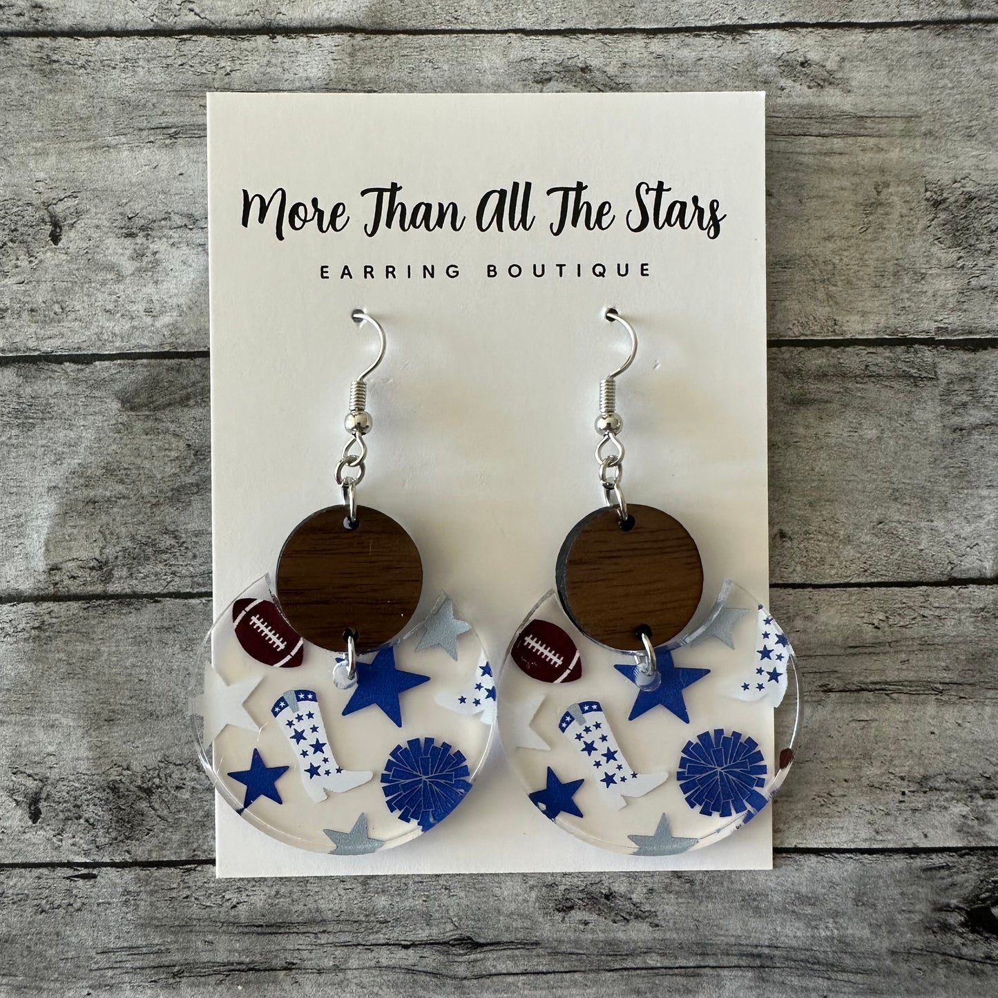 Texas Football Crescent Circle Earrings