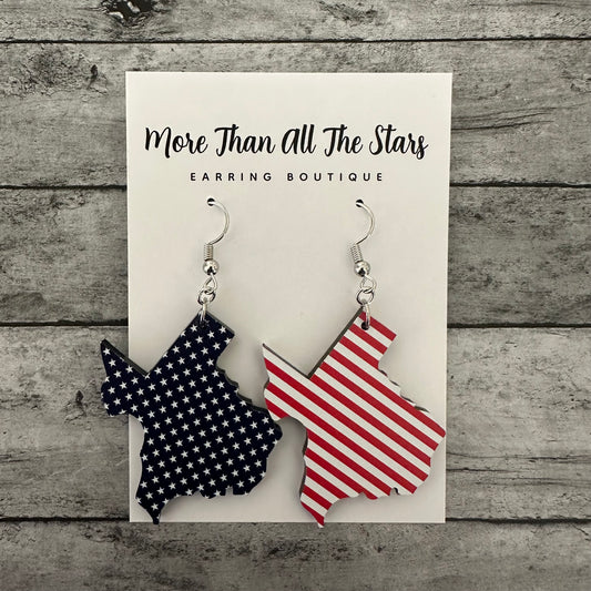 Americana Stars and Stripes Texas Earrings