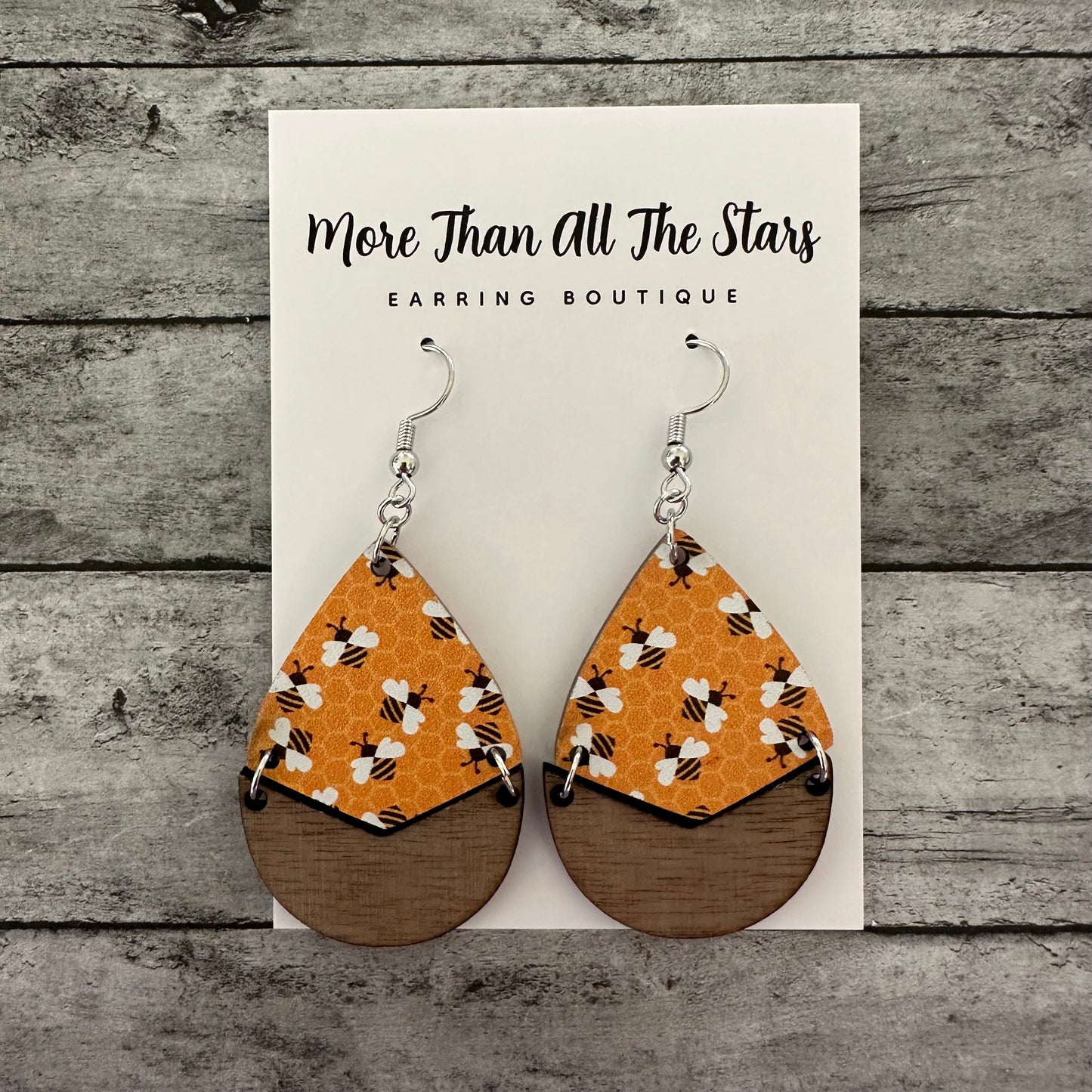 Bee Split Teardrop Earrings