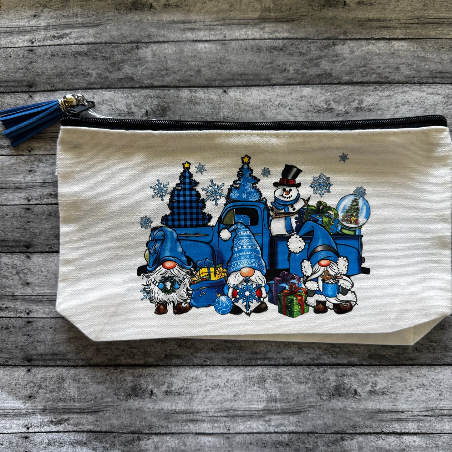 Blue Christmas Gnomes Zipper Pouch