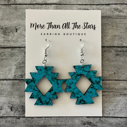 Small Turquoise Aztec Earrings