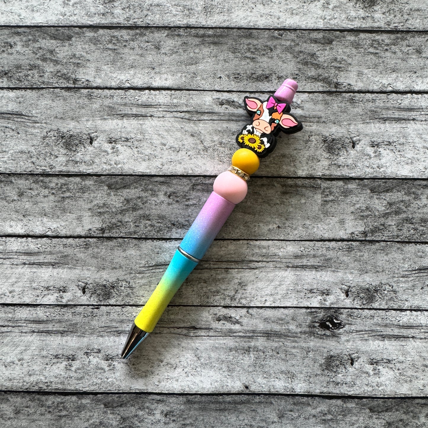 Cow And Sunflower Beaded Pen