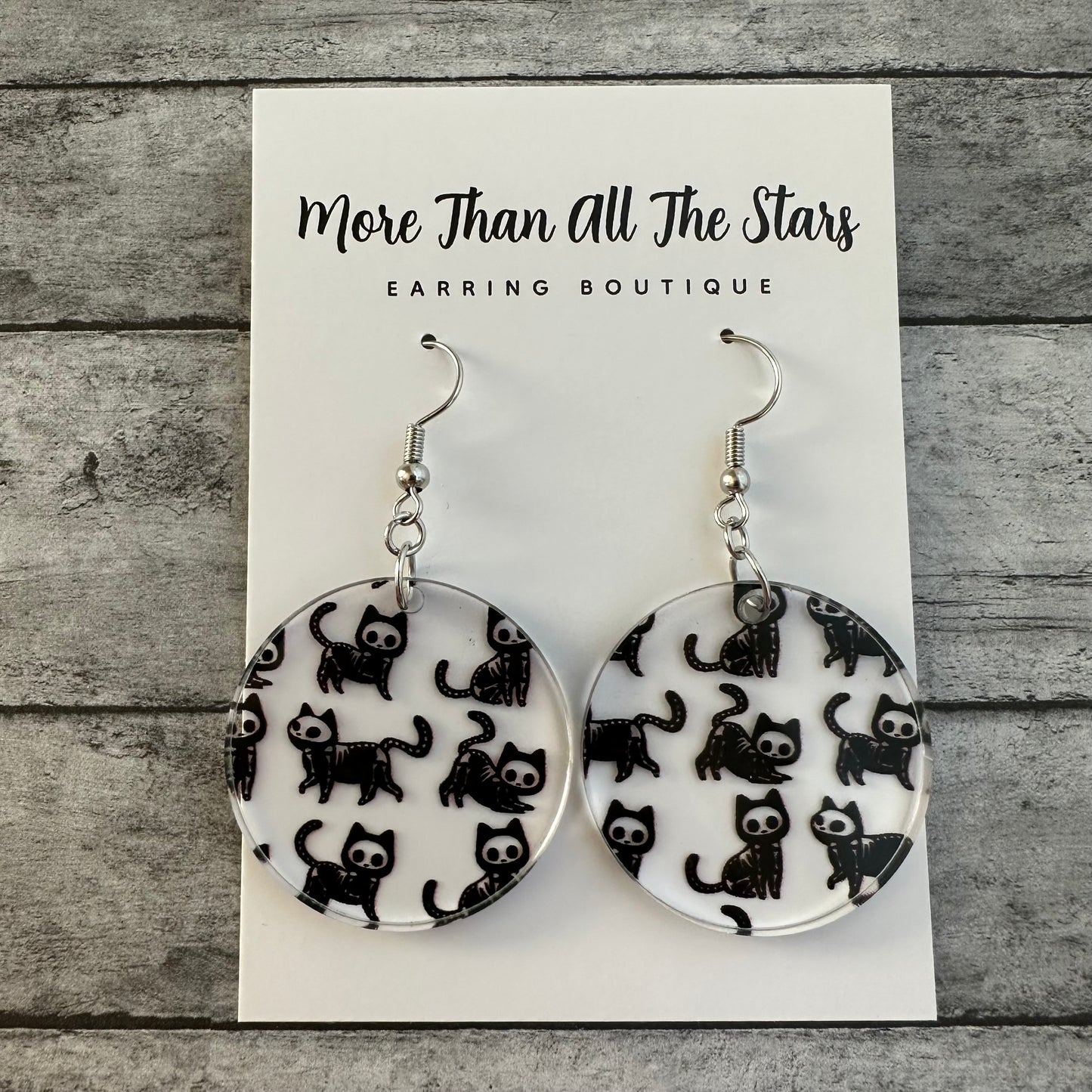 Skeleton Cat Earrings