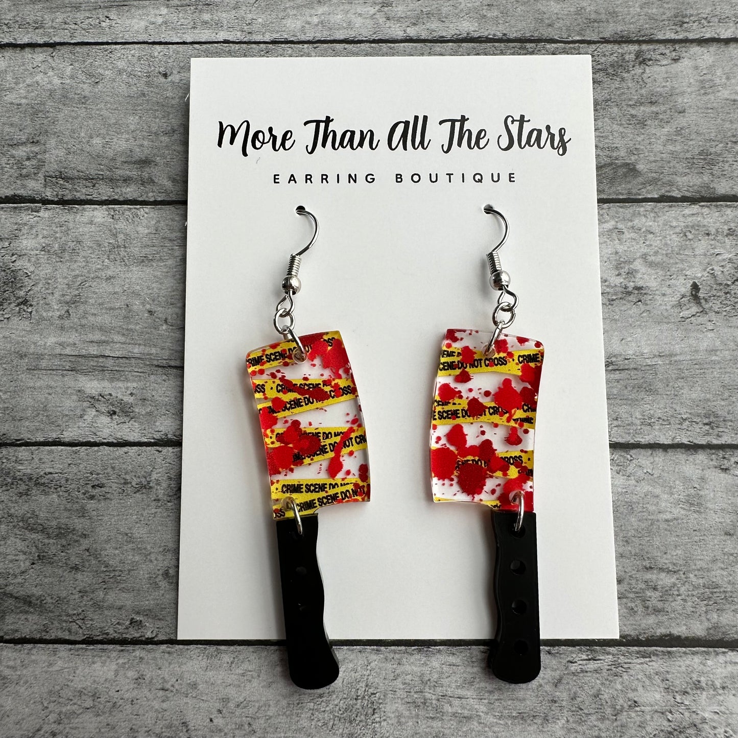 Crime Scene Meat Cleaver Earrings