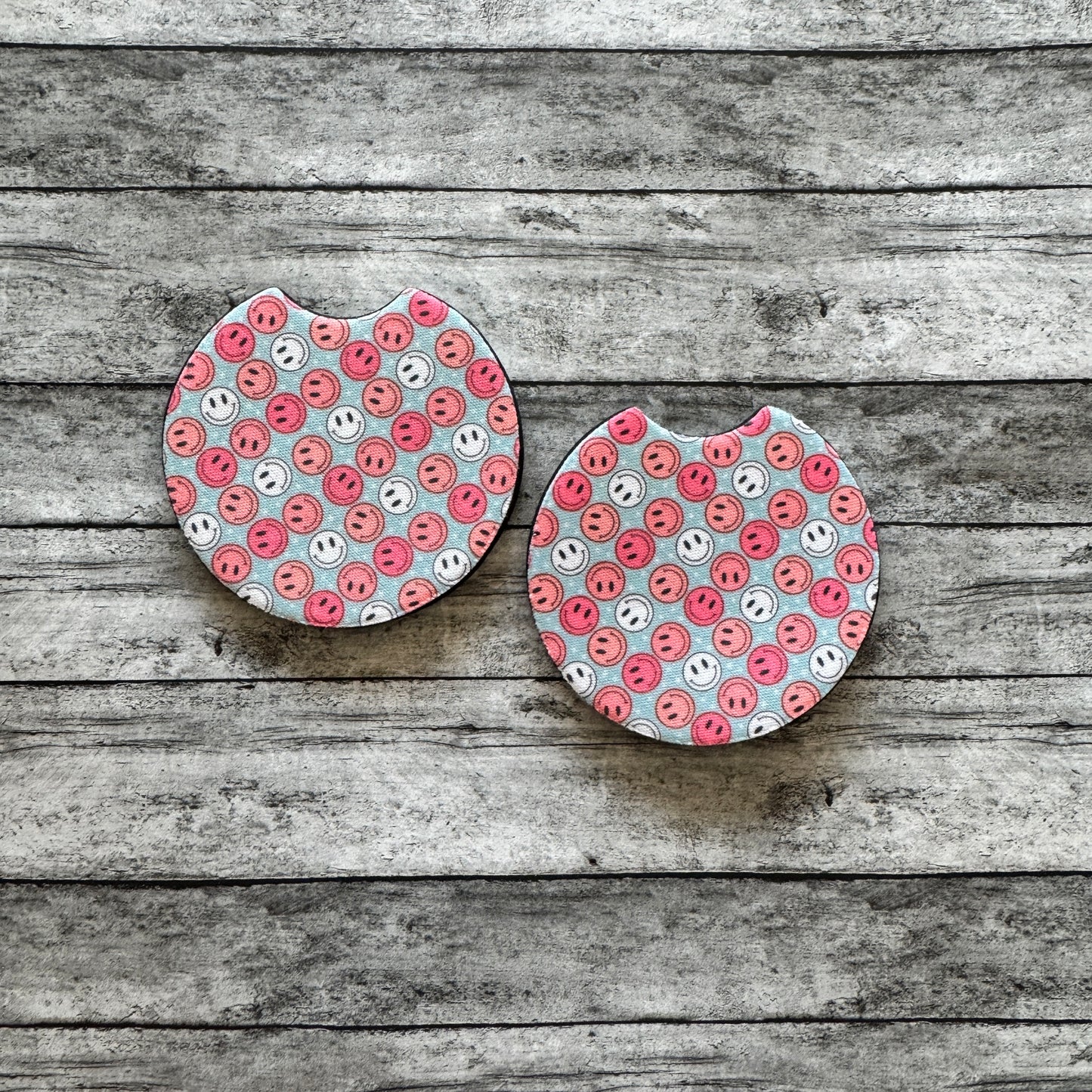 Multi Smiley Face Neoprene Car Coaster