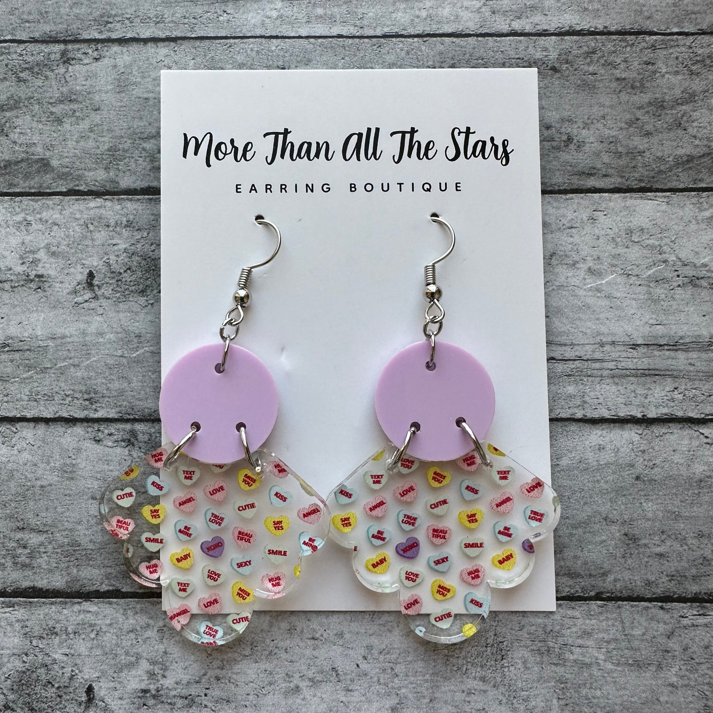 Valentine’s Day Candy Hearts Earrings