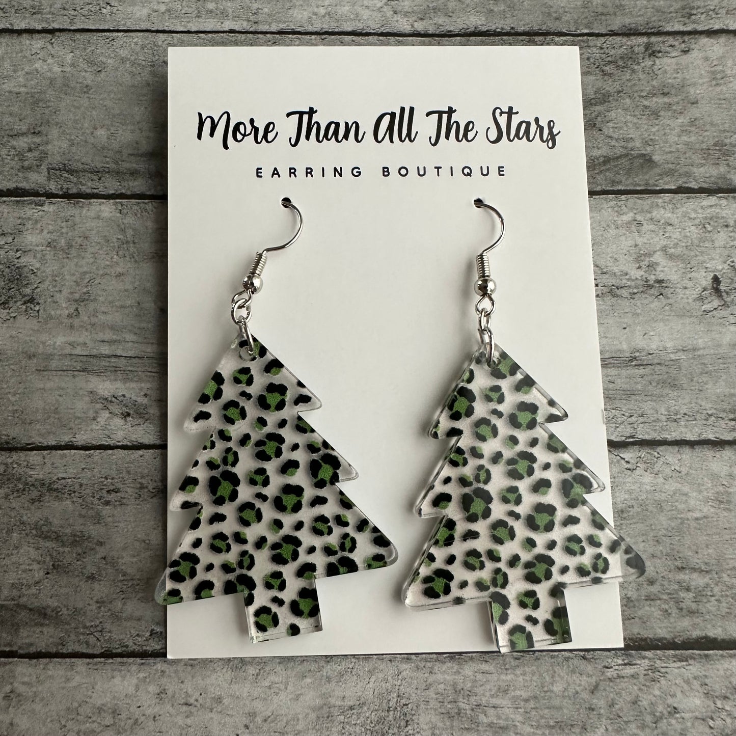 Green Leopard Tree Earrings