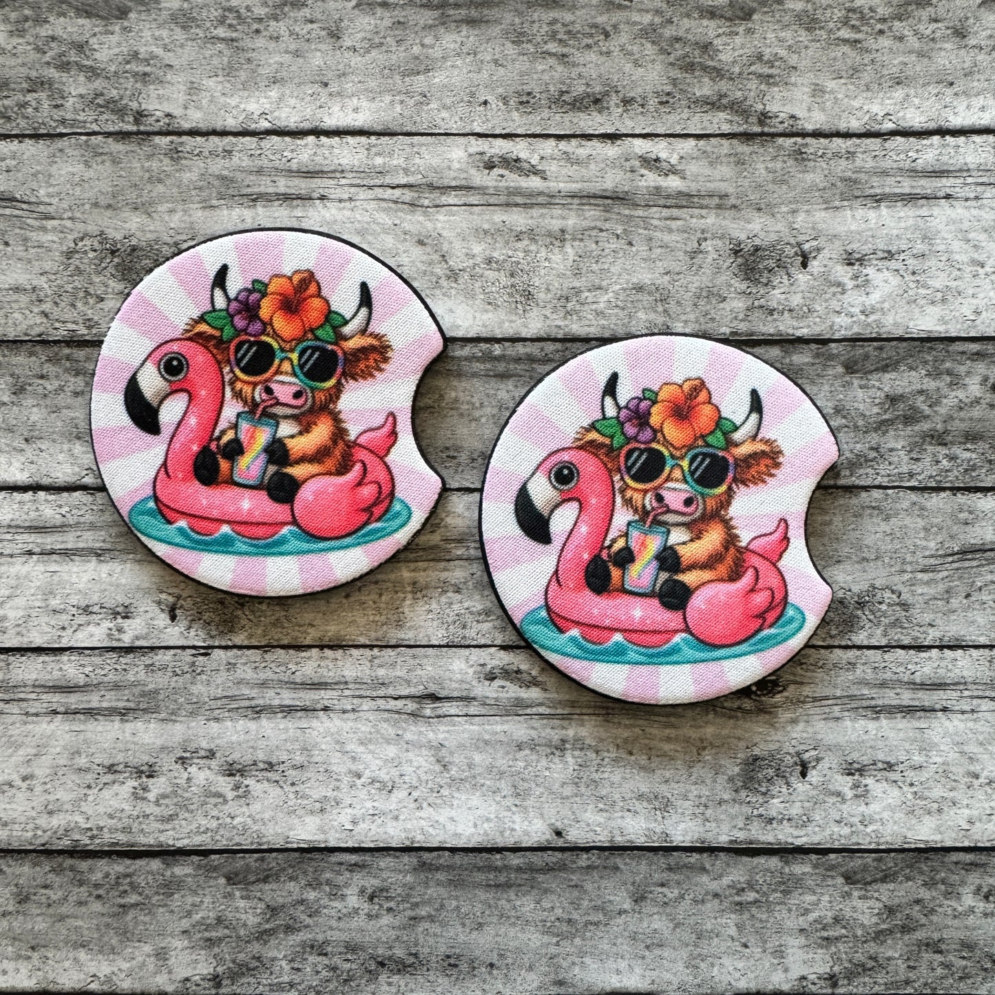 Cow Floating Neoprene Car Coaster