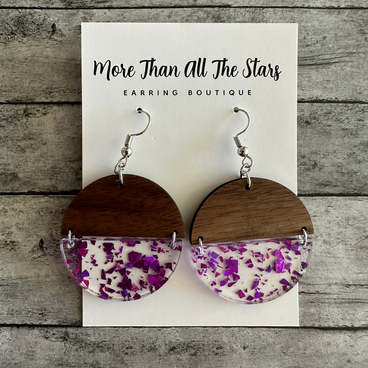 Purple Flake Half Circle Earrings