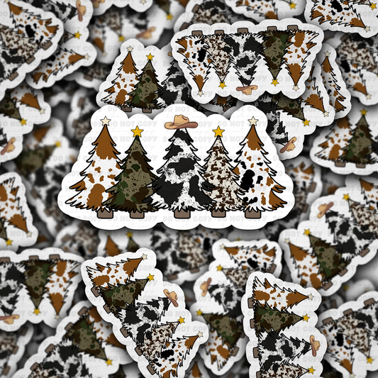 Cowboy Christmas Trees Sticker