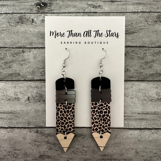 Leopard Pencil Earrings