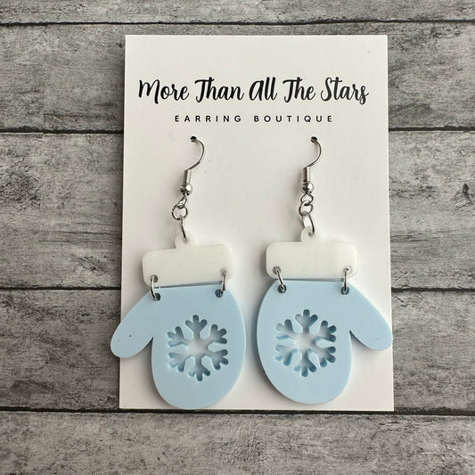 Blue Mitten Earrings