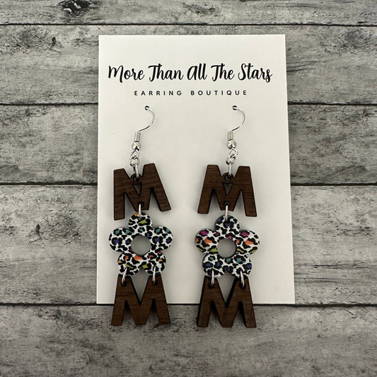 Flower Colorful Leopard Mom Earrings