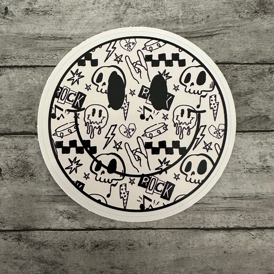 Rocker Smiley Face Sticker