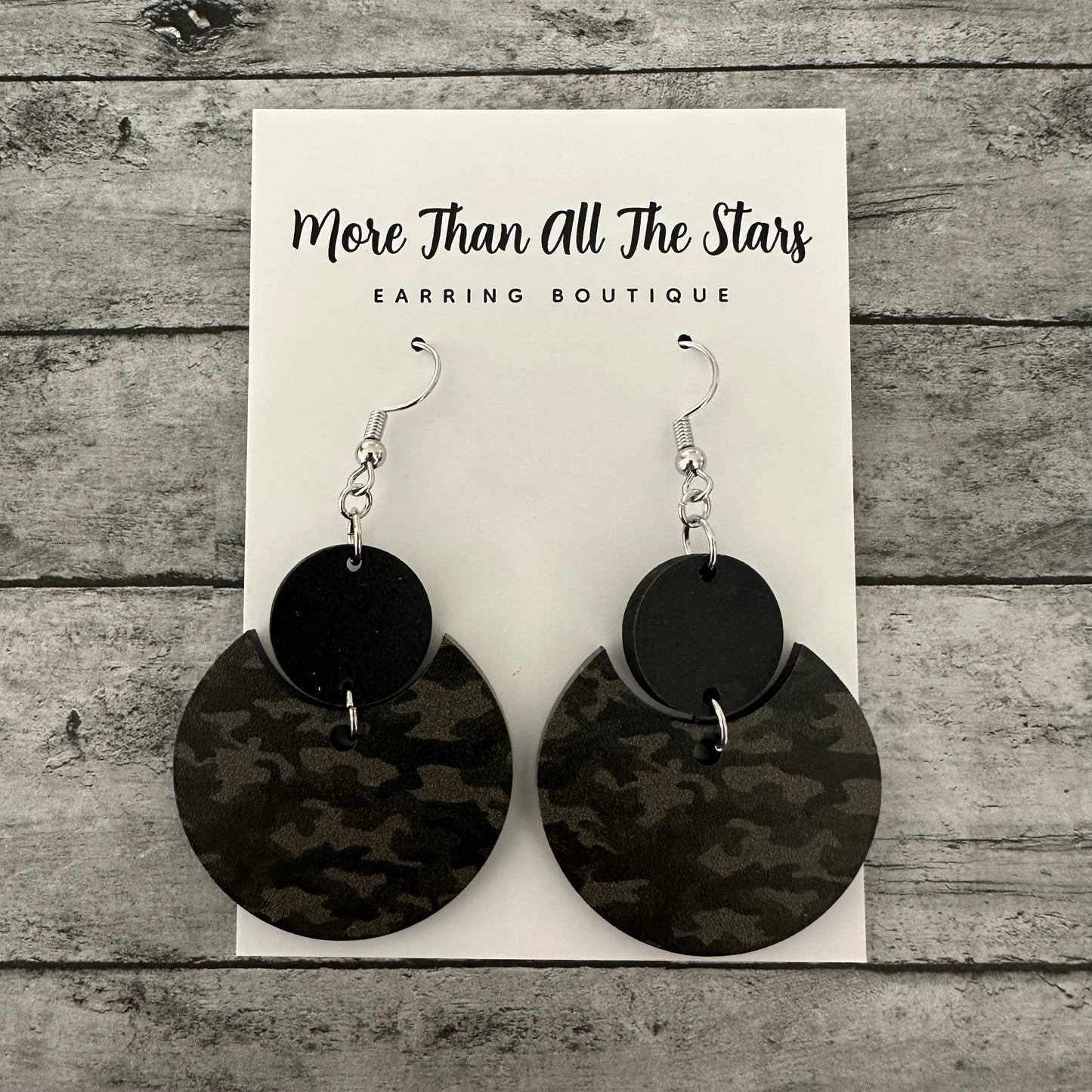 Camo Crescent Circle Earrings