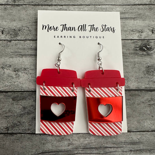 Candy Cane Stripe Coffee Earrings