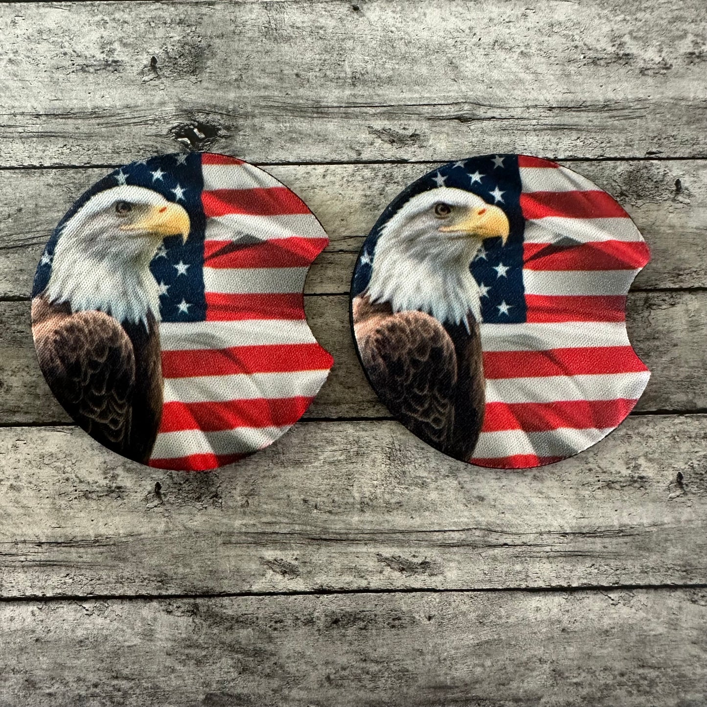 Eagle American Flag Neoprene Car Coaster