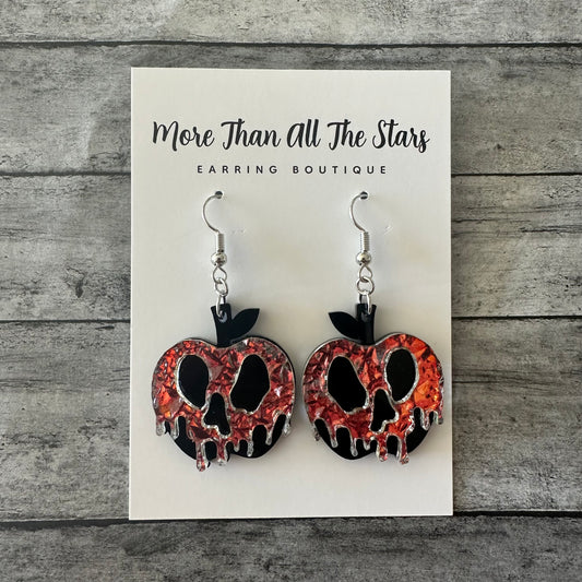 Black Iridescent Poison Apple Earrings