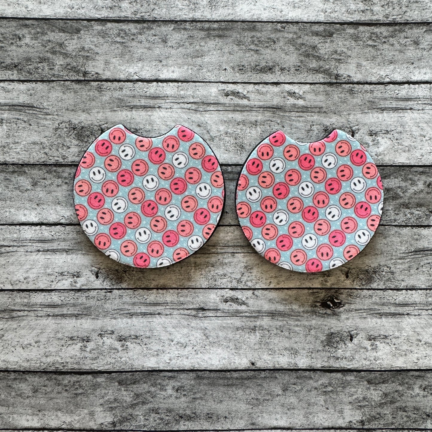 Multi Smiley Face Neoprene Car Coaster