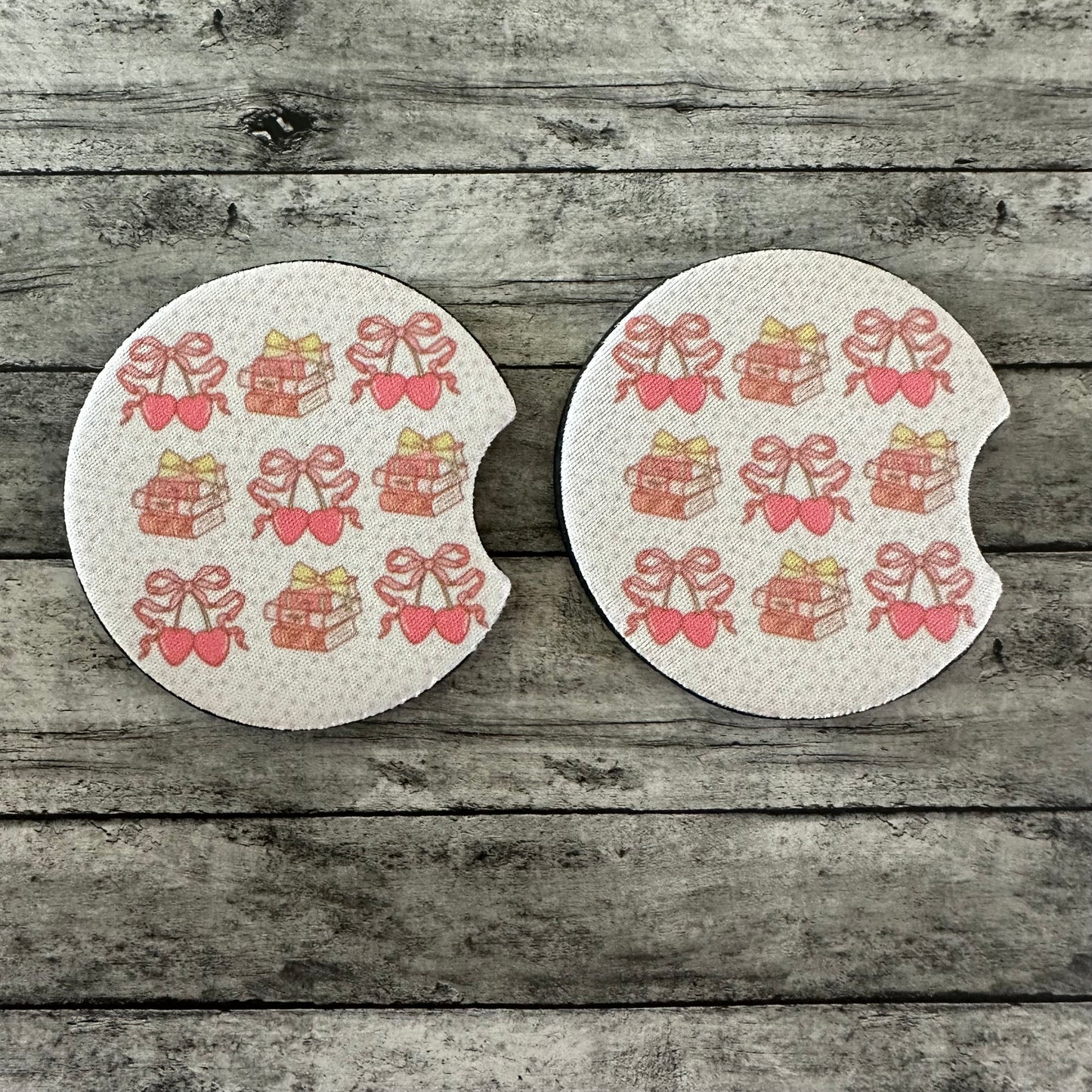 Books and Bows Neoprene Car Coaster