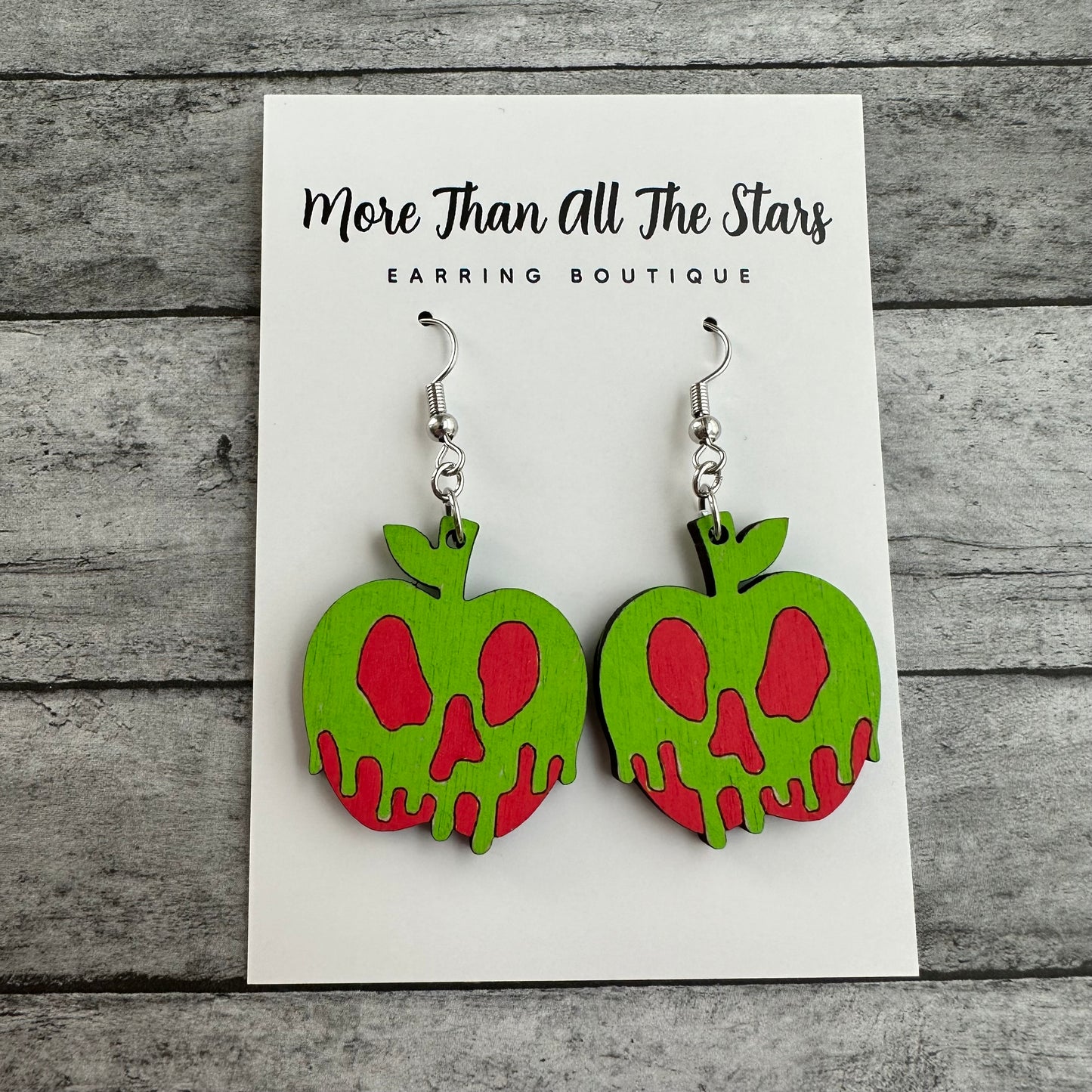 Hand Painted Poison Apple Earrings