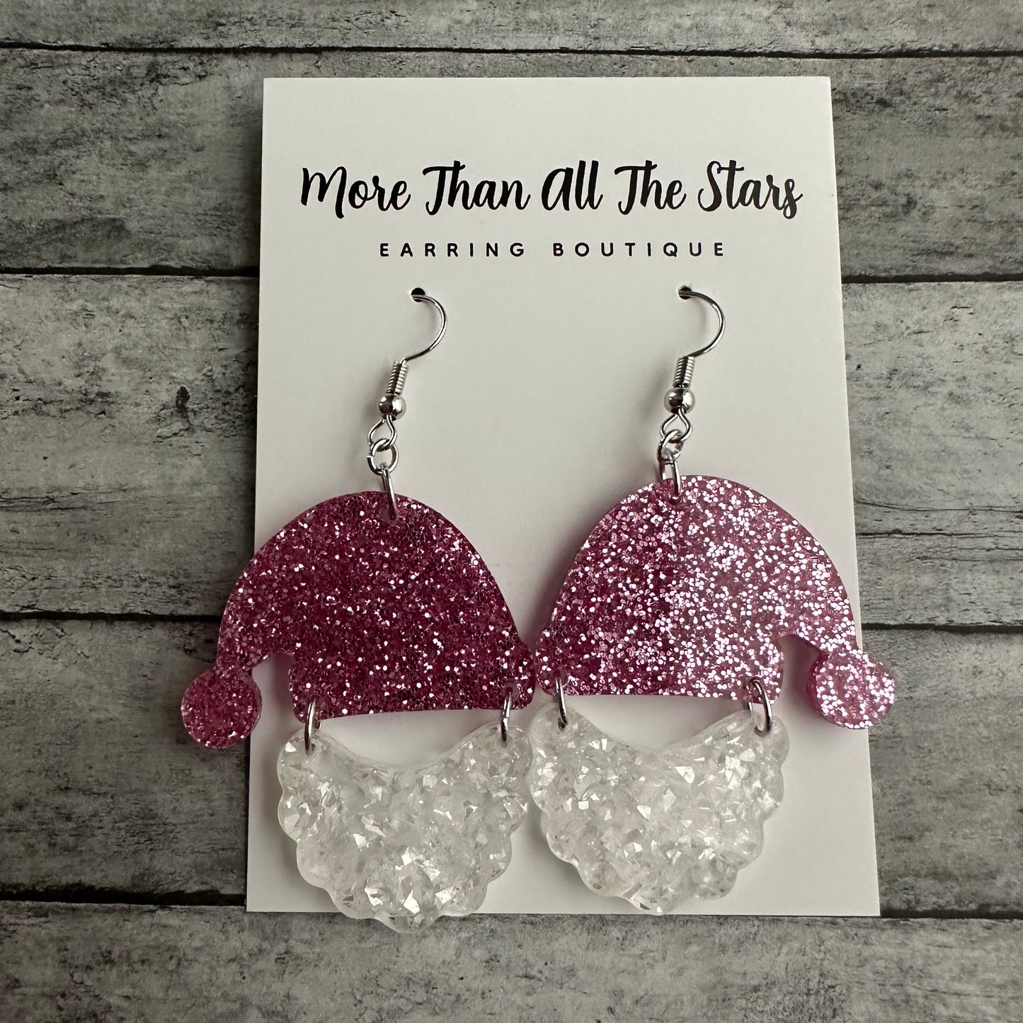 Pink Santa Earrings