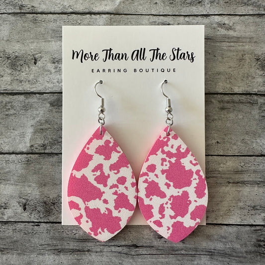 Pink Cow Spot Earrings