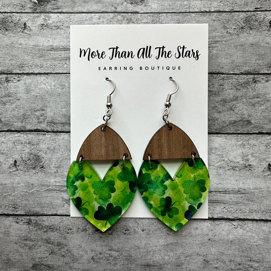 St. Patrick’s Day Watercolor Shamrock Earrings