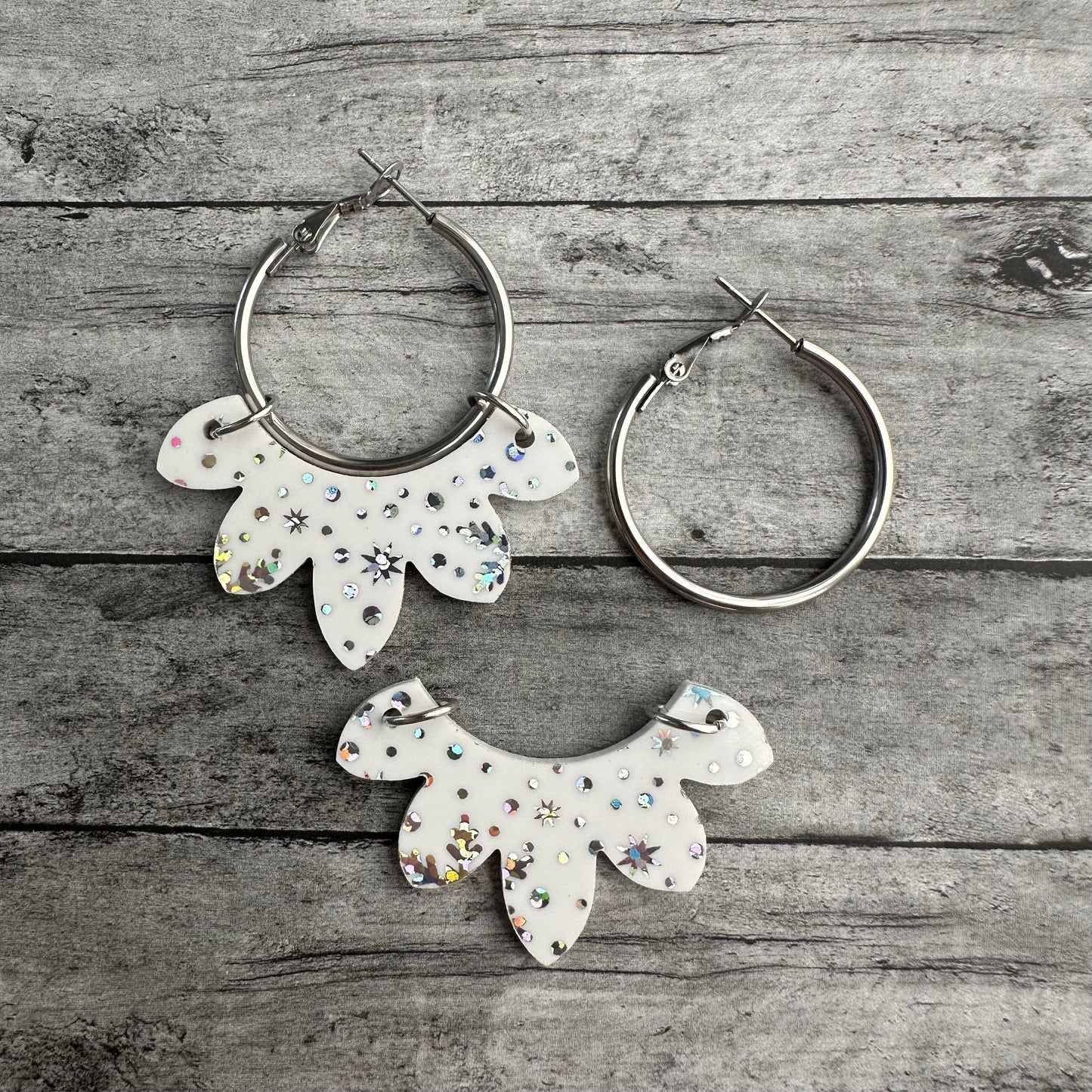 Iridescent Snowflake Interchangeable Hoop