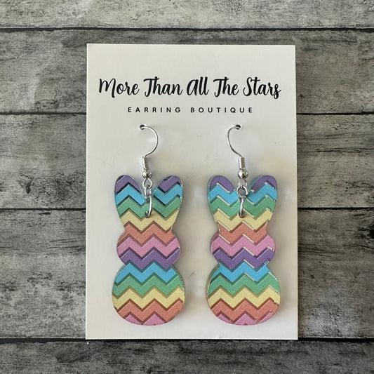 Pastel Chevron Bunny Earrings