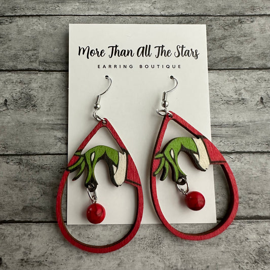 Grinch Hand Earrings