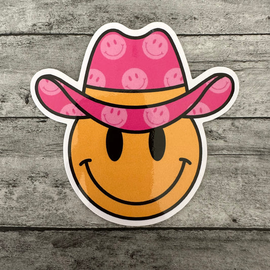 Cowgirl Smiley Face Sticker