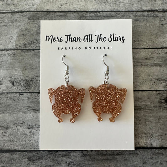 Glitter Turkey Earrings