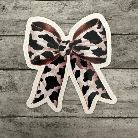 Cow Print Bow Sticker