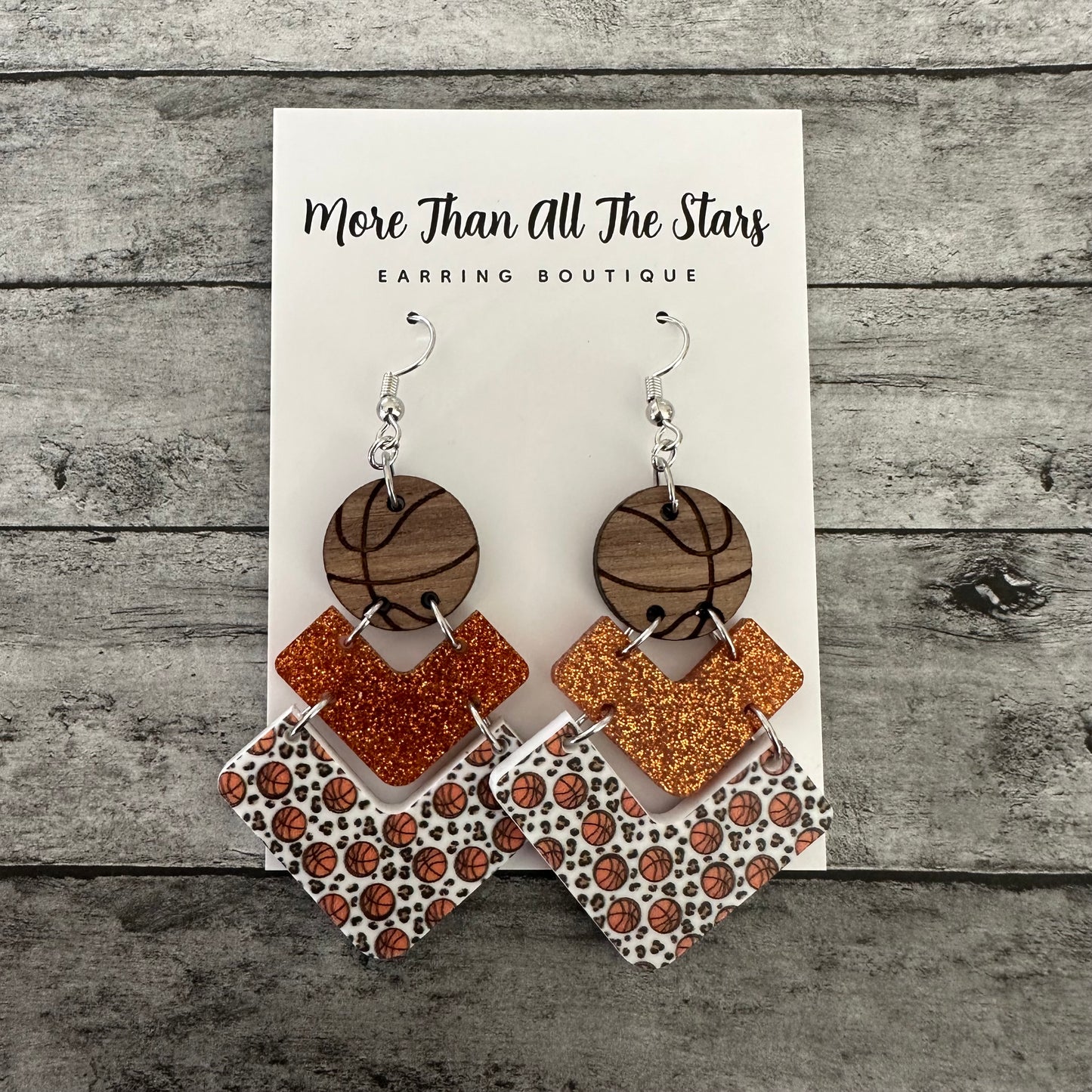 Basketball 3 Layer Earrings