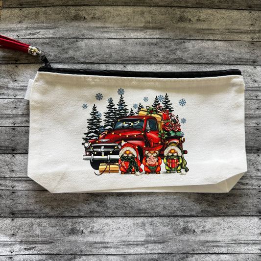 Christmas Truck And Gnomes Zipper Pouch