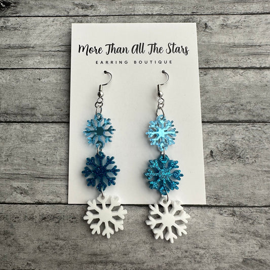 3 Stack Snowflake Earrings