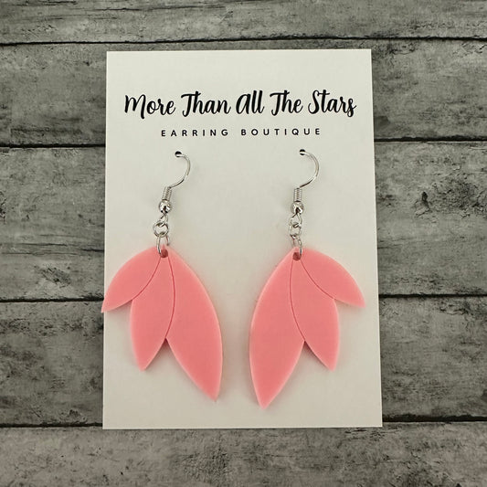 Pink Split Leaf Earrings