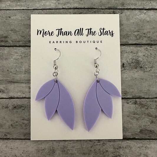 Purple Split Leaf Earrings