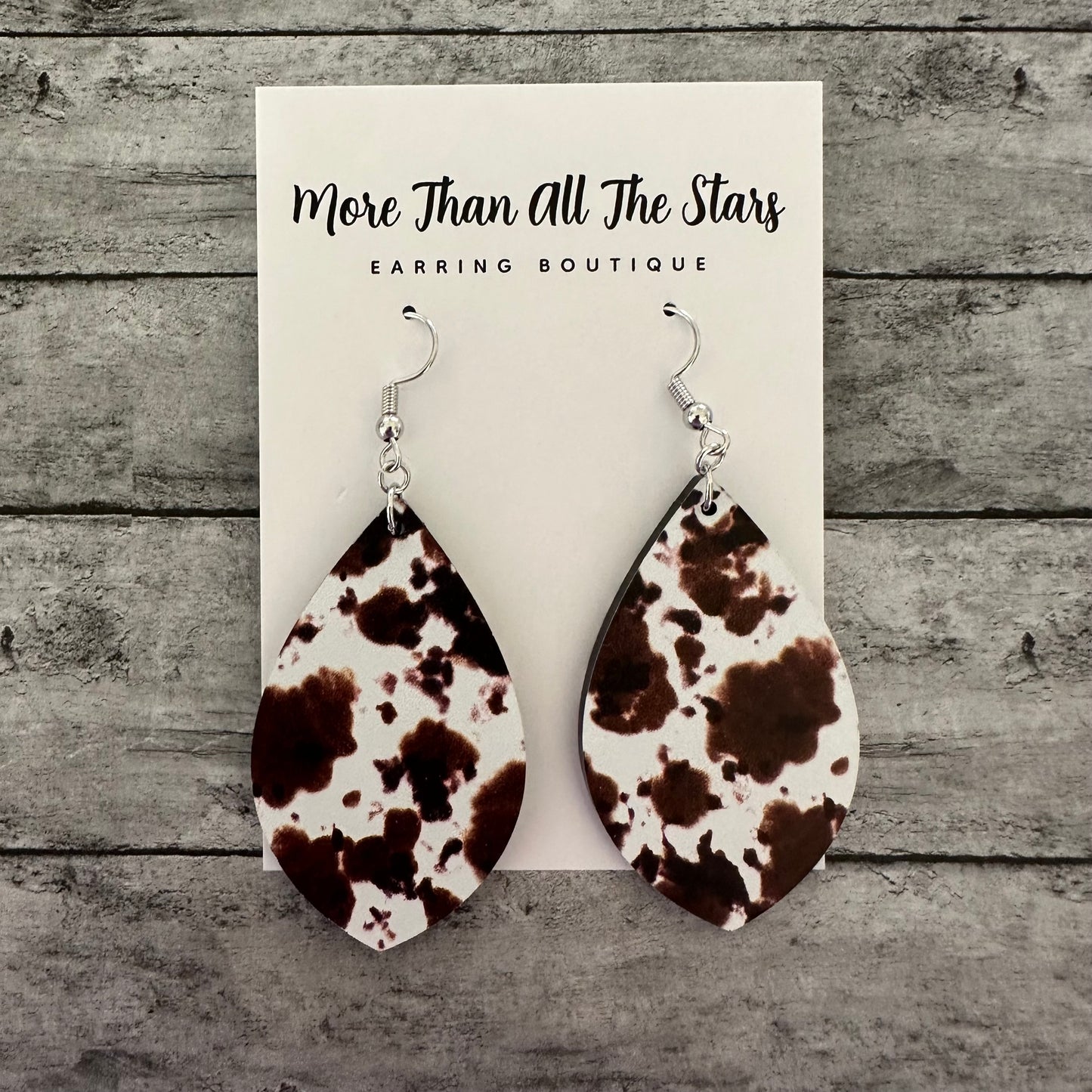 Brown Cow Petal Earrings