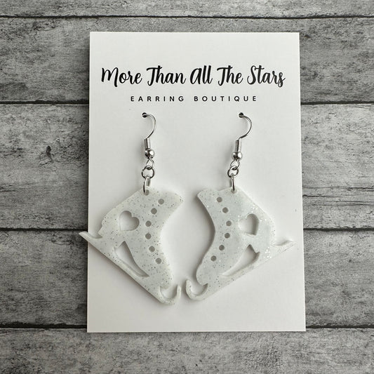 White Ice Skate Earrings