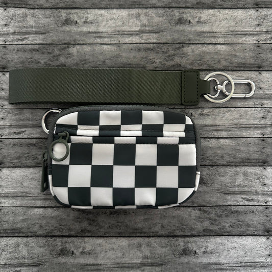 Green Check Wristlet Wallet