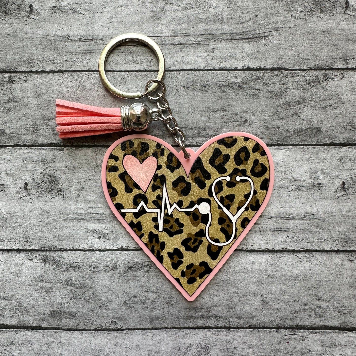 Heartbeat Leopard Keychain