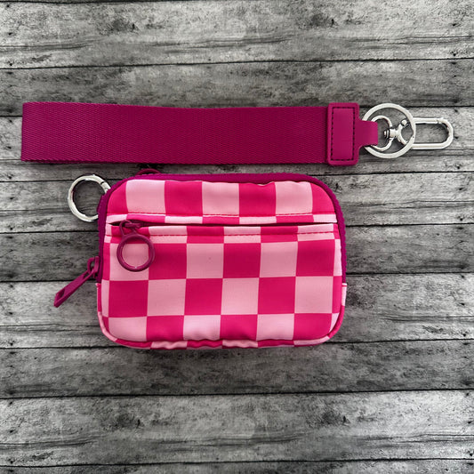 Hot Pink Check Wristlet Wallet