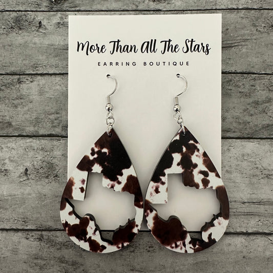 Brown Cow Texas Cutout Earrings