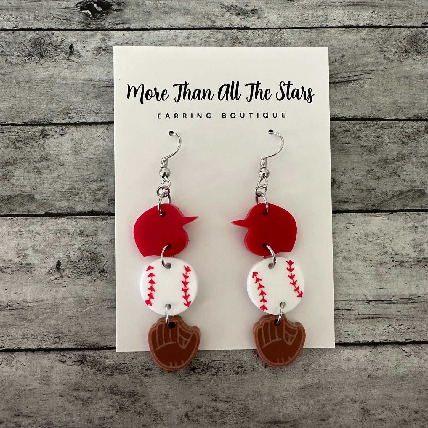 Baseball 3 Layer Earrings