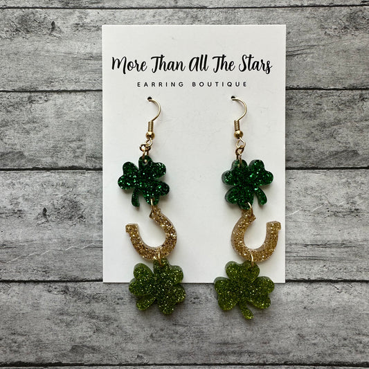 St. Patrick’s Day 3 Layer Shamrock Earrings