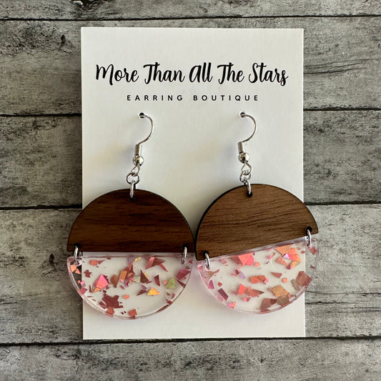 Rose Gold Flake Half Circle Earrings