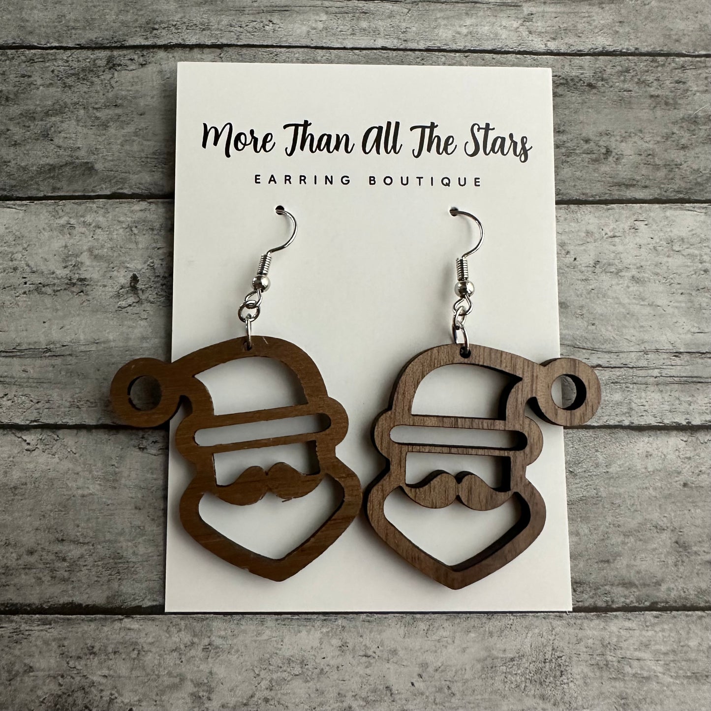 Walnut Santa Earrings